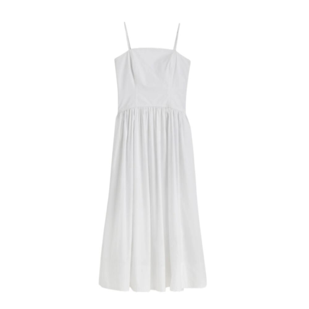 Madewell Cotton Poplin Maxi Sun Dress Back Cutout Princess Seams NV430 New